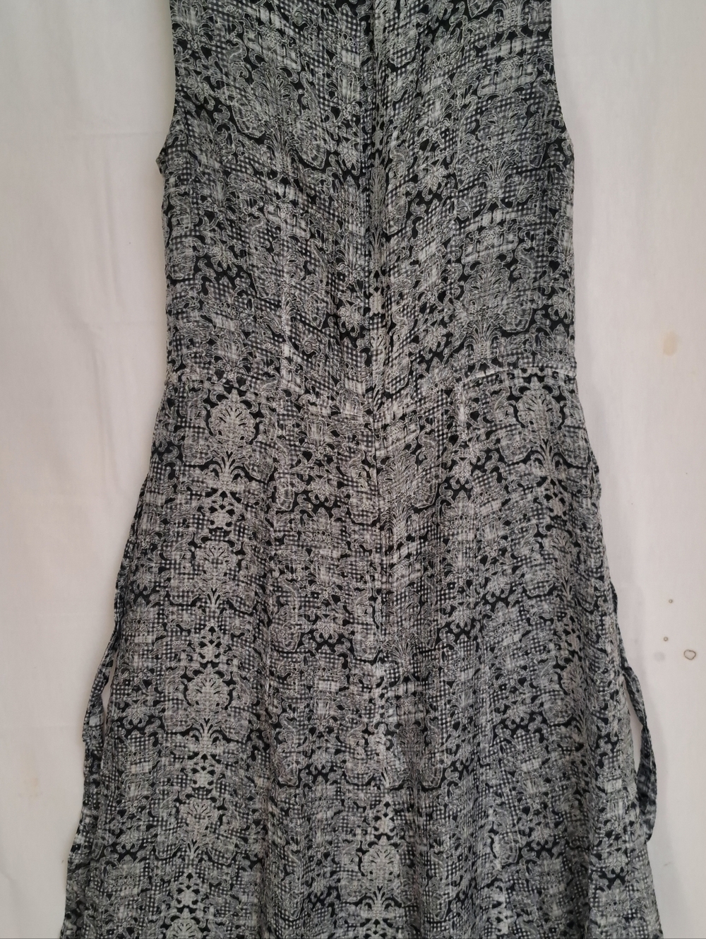 Brooks Brothers Silk Blend Damask Gingham Fit & Flare Dress Black White Size 0 - Picture 6 of 10